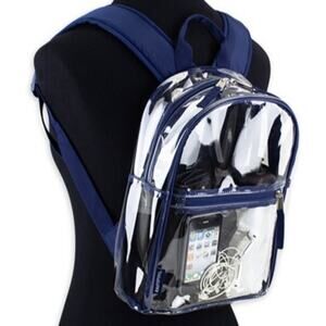 Eastsport Unisex Clear Mini Dome Backpack, Blue Trim